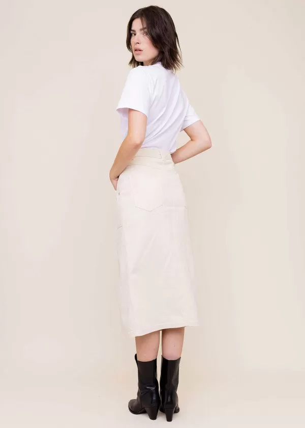 Denim Midi Rok Met Split | Vanilia Cheap