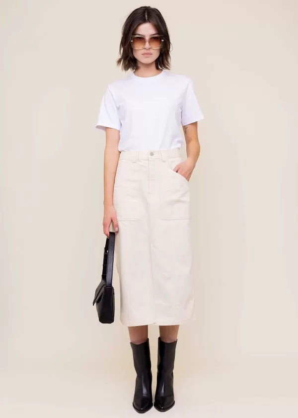 Denim Midi Rok Met Split | Vanilia Cheap