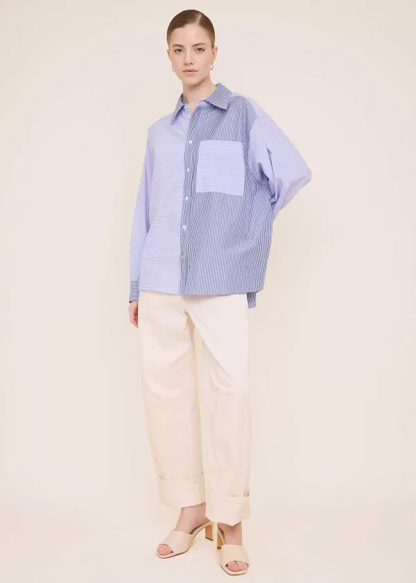 Double Striped Poplin Blouse | Vanilia Fashion