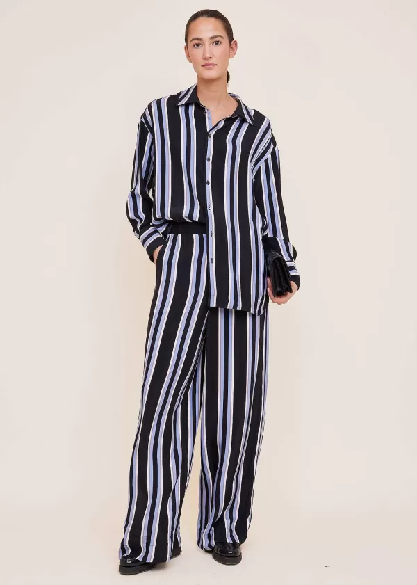 Gestreepte Wide Leg Broek | Vanilia Cheap