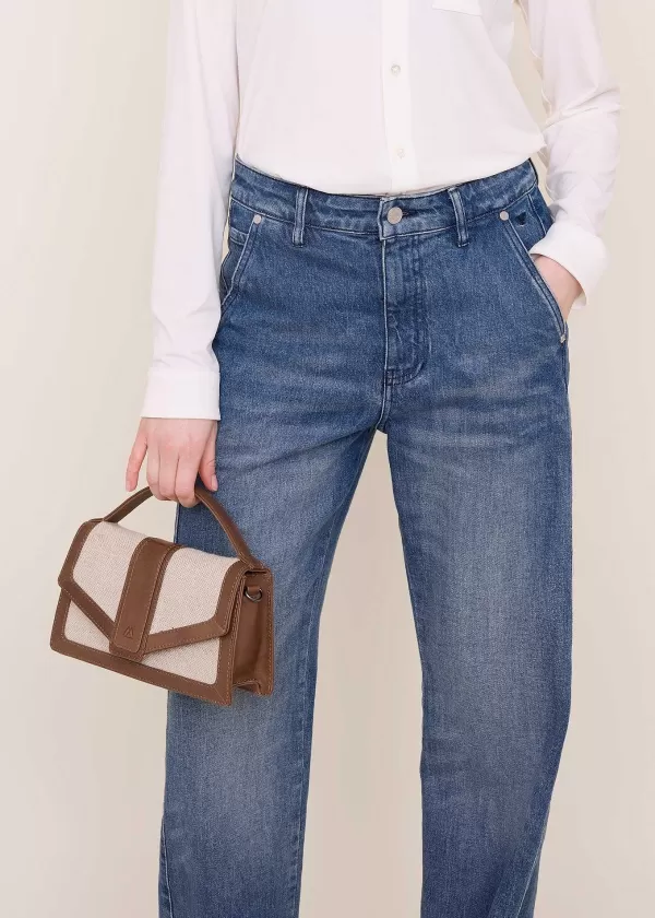 Leather Canvas Mix Handbag | Vanilia Store