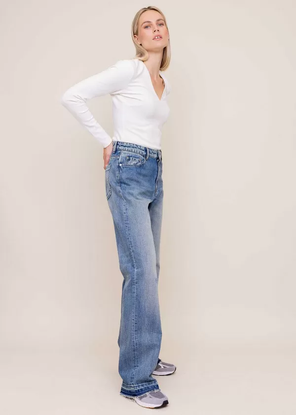 Rib Top Met V Hals | Vanilia Best Sale