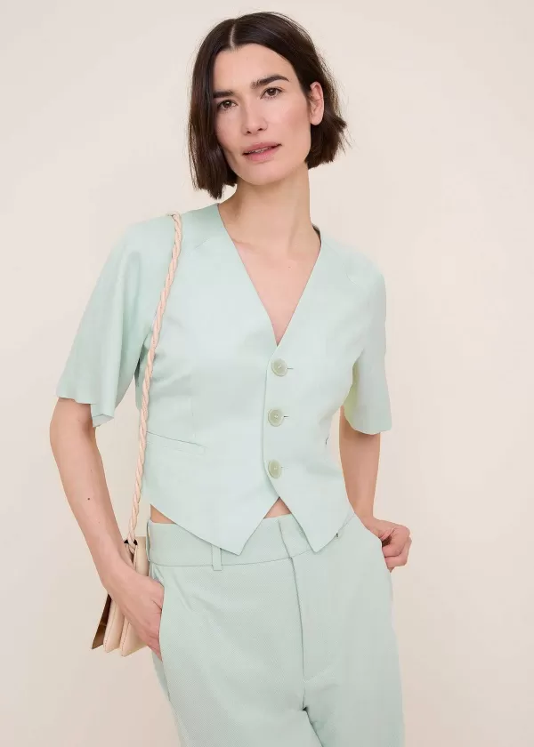 Shortsleeve Linen Gilet | Vanilia Hot